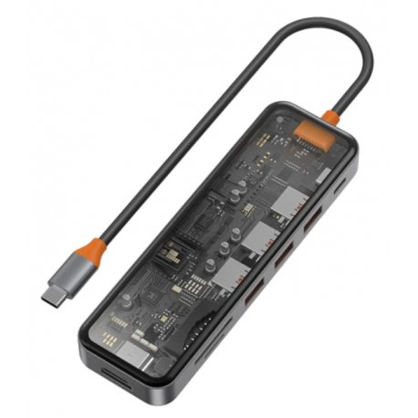 HUB WIWU Cyber CB007 7in1 Type C (3xUSB3.0+PD100W+Type-C+4KHDMI+SD+microSD (Space Gray)