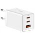 Мережевий зарядний пристрій Baseus GaN5 Pro 2C+U 65W Type-C to Type-C 100W 1m White (CCGP120202)