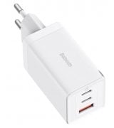 Сетевое зарядное устройство Baseus GaN5 Pro 2C+U 65W Type-C to Type-C 100W 1m White (CCGP120202)