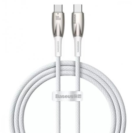 Кабель Baseus Cafule Glimmer Series Fast Charging Type-C to Type-C 100W (2m) White (CADH000802)