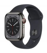 Apple Watch Series 8 41mm (GPS+LTE) Graphite Stainless Steel Case w. Midnight Sport Band - Size M/L (MNVH3)