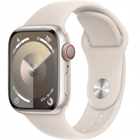 Apple Watch Series 9 41mm (GPS+LTE) Starlight Aluminum Case with Starlight Sport Band - Size S/M (MRHN3)