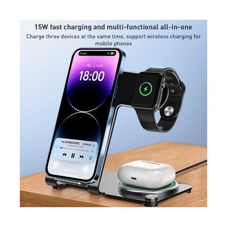 Беспроводное зарядное устройство WIWU Wi-W005 Power Air 3in1 Wireless Charger White
