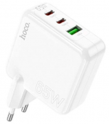 Мережевий зарядний пристрій Hoco C115A (2Type-C+USB) PD65W+QC3.0 White