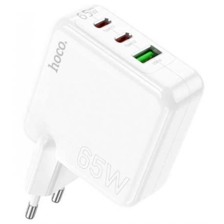Сетевое зарядное устройство Hoco C115A (2Type-C+USB) PD65W+QC3.0 White