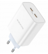 Мережевий зарядний пристрій Borofone BA73A Young (2Type-C) Dual Port PD 35W White