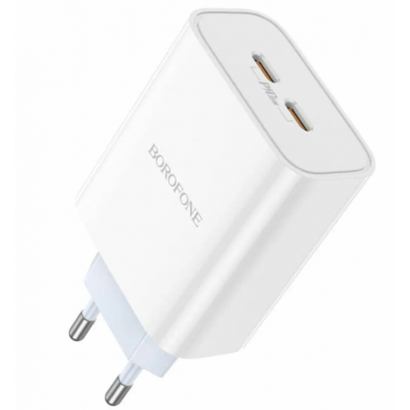 Сетевое зарядное устройство Borofone BA73A Young (2Type-C) Dual Port PD 35W White