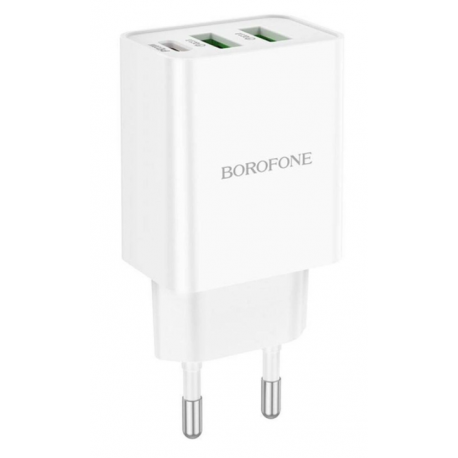 Сетевое зарядное устройство Borofone BA70A Quick three-port (Type-C+2USB) PD20W+2Q3.0 White
