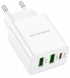 Сетевое зарядное устройство Borofone BA70A Quick three-port (Type-C+2USB) PD20W+2Q3.0 White