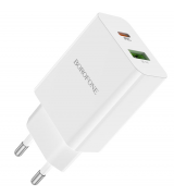 Сетевое зарядное устройство Borofone BA56A (USB+Type-C) PD20W+QC3.0 White