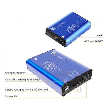 Интеллектуальное зарядное устройство YX-259 для квадрокоптера DJI Mavic 3/3 Pro/3T/3E