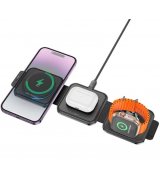 Бездротовий зарядний пристрій Hoco Unique 3-in-1 Folding Magnetic Wireless Fast Charger CQ4 15W (Black)