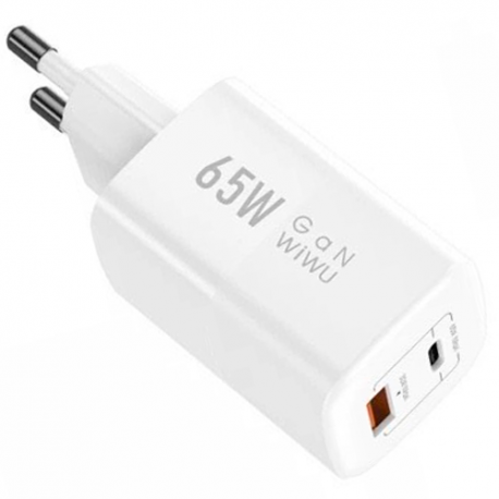 Сетевое зарядное устройство WIWU Wi-U012 Super GaN Wall Fast Charger PD+QC 65W White
