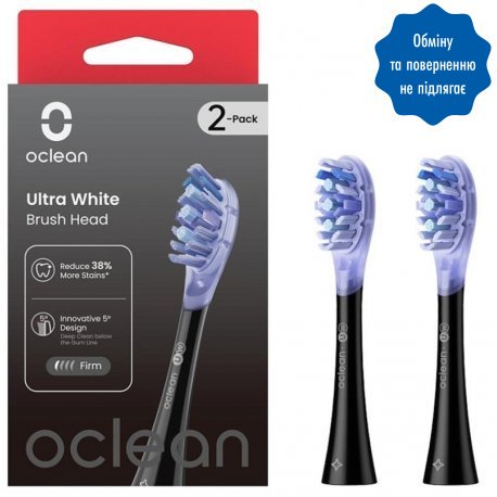 Насадки для зубної щітки Oclean UW02 B02 Ultra White Brush Head Black (2 шт) (6970810553550)