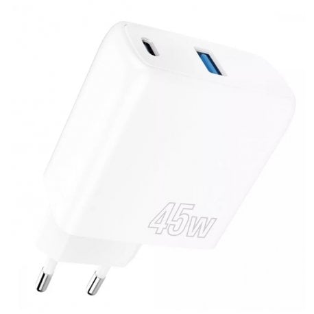 Сетевое зарядное устройство Proove Silicone Power 45W (Type-C+USB) White (WCSP45110002)