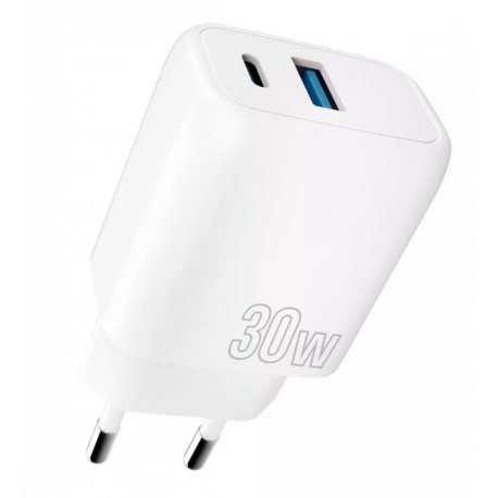 Мережевий зарядний пристрій Proove Silicone Power Plus 30W (Type-C+USB) White (WCSP3011002)