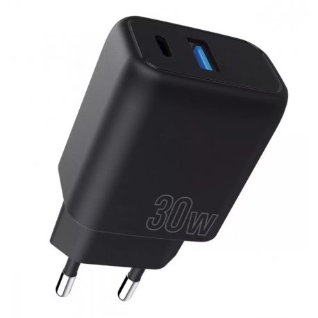 Сетевое зарядное устройство Proove Silicone Power Plus 30W (Type-C+USB) Black (WCSP3011001)