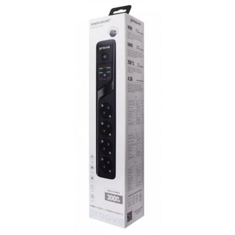 Удлинитель Proove Power Socket P-04 4 розетки + 4USB + 2Type-C (2m) Black (PSP442420001)