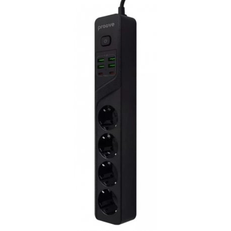 Удлинитель Proove Power Socket P-04 4 розетки + 4USB + 2Type-C (2m) Black (PSP442420001)