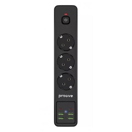 Удлинитель Proove Power Socket P-03 (3 розетки + 4USB + 2Type-C) (2m) Black (PSP342420001)