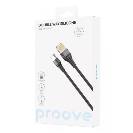 Кабель Proove Double Way Silicone Type-C 2.4A (1m) Black (CCDS20001201)
