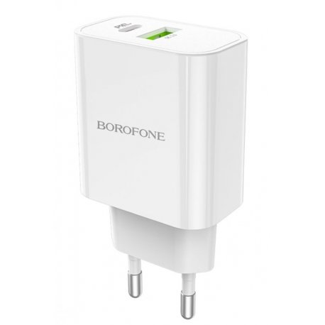 Сетевое зарядное устройство Borofone BA55A (USB+Type-C) PD20W+QC3.0 (White)