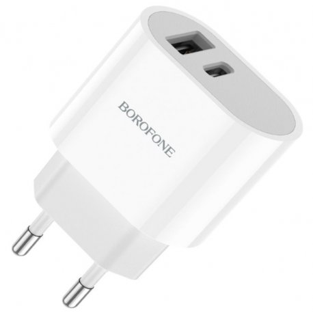 Сетевое зарядное устройство Borofone BA62A (USB+Type-C) 12W White
