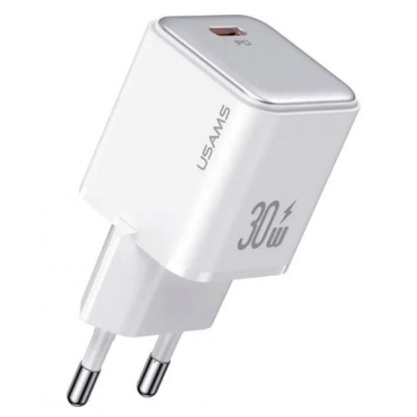 Сетевое зарядное устройство Usams US-CC186 PD30W Single Port Fast Charger White (CC186TC02)