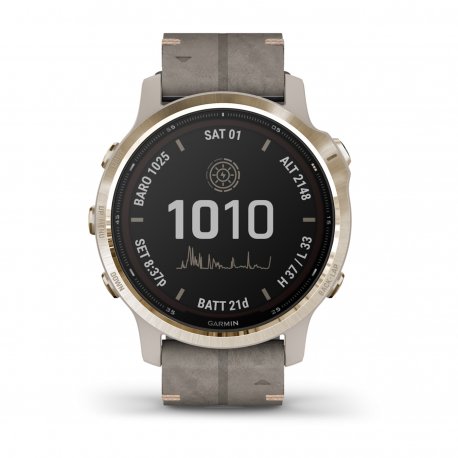 Смарт-часы Garmin Fenix 6S Pro Solar Light Gold with Shale Grey Suede Band (010-02409-26) EU