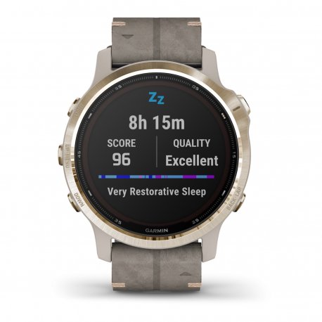 Смарт-часы Garmin Fenix 6S Pro Solar Light Gold with Shale Grey Suede Band (010-02409-26) EU