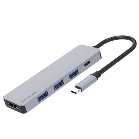 HUB Proove Iron Link 5in1 Type-C to HDMI+3USB3.0+Type-C Silver (HBIL00010604)