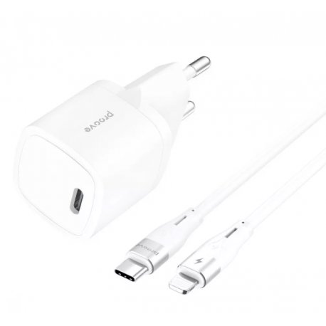Мережевий зарядний пристрій Proove Silicone Power 20W (Type-C) з кабелем Type-C to Lightning White (WCSP20020102)