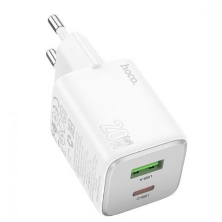 Сетевое зарядное устройство Hoco N41 PD20W+ QC3.0 USB/Type-C White