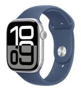 Apple Watch Series 10 46mm (GPS) Silver Aluminium Case with Denim Sport Band - M/L (MWWM3)