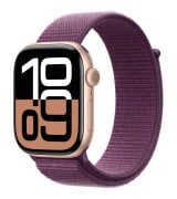 Apple Watch Series 10 46mm (GPS) Rose Gold Aluminium Case with Plum Sport Loop (MWWV3)