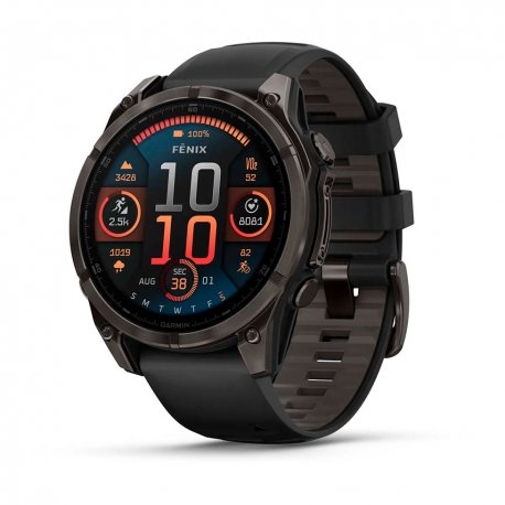 Смарт-годинник Garmin fenix 8 AMOLED 47mm Sapph. Carbon Gray DLC Tit. with Black/Pebble Gray Sil. Band (010-02904-21/20) EU
