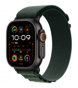 Apple Watch Ultra 2 (2024) 49mm (GPS+LTE) Black Titanium Case with Dark Green Alpine Loop - Medium (MX4R3)