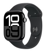 Apple Watch Series 10 46mm (GPS) Jet Black Aluminium Case with Black Sport Band - Size S/M (MWWP3QH/A)