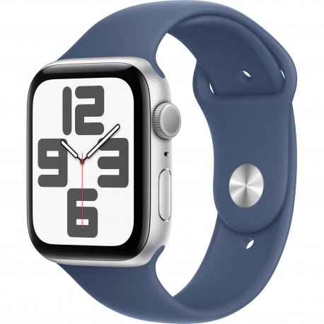 Apple Watch SE 2024 44mm (GPS) Silver Aluminum Case with Denim Sport Band - M/L (MXER3QH/A)