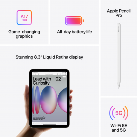 Apple iPad Mini 8.3" (7 Gen) 128GB Wi-Fi+4G (2024) Purple (MXPR3)