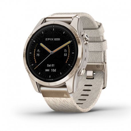 Смарт-годинник Garmin Epix Pro (Gen 2) Sapphire 42mm Soft Gold with Cream Heathered Nylon Band (010-02802-20) EU