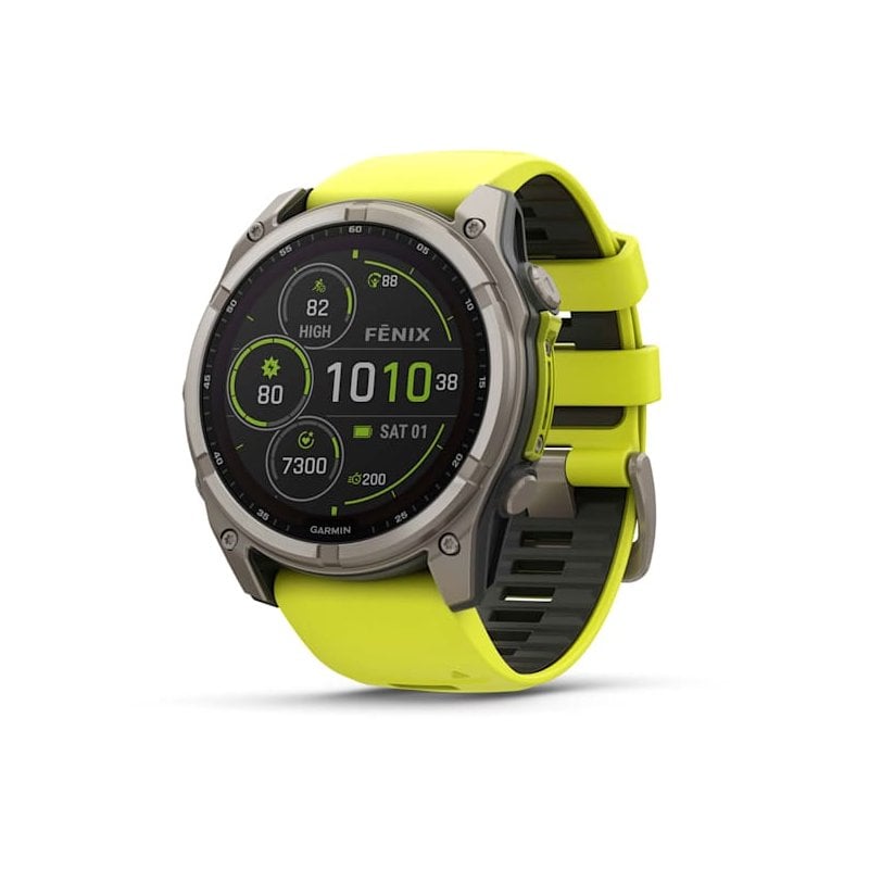 Garmin fenix 8 51mm Solar Sapphire Titanium with Amp Yellow Graphite Silicone Band 010 02907 21 57750 Garmin fenix 8 51mm Solar Sapphire