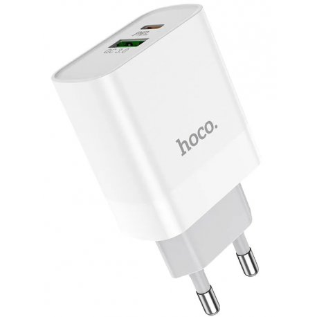 Сетевое зарядное устройство Hoco C80A Rapido QC3.0+PD Type-C+USB 20W White