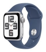 Apple Watch SE 2024 40mm (GPS) Silver Aluminum Case w. Denim Sport Band - S/M (MXEC3)