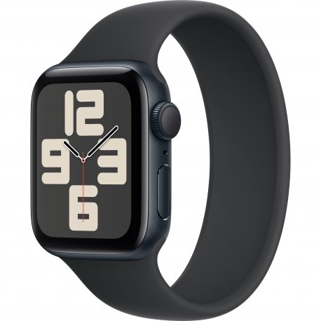 Apple Watch SE 2024 40mm (GPS) Midnight Aluminum Case with Black Solo Loop - Size 6 (MC0X4, MA9A4)