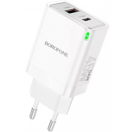 Сетевое зарядное устройство Borofone BN16 45W (1USB/1Type-C) White