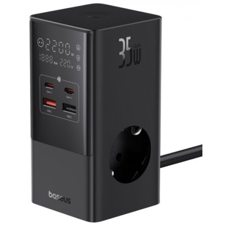 Сетевое зарядное устройство Baseus PowerCombo Cube Power Strip 35W PD,QC 3AC+2USB+2Type-C Black (E00023606113-00)