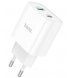 Сетевое зарядное устройство Hoco 80A Plus Rapido (Type-C+USB) PD20W+QC3.0 White