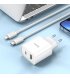 Сетевое зарядное устройство Hoco 80A Plus Rapido (Type-C+USB) PD20W+QC3.0 White