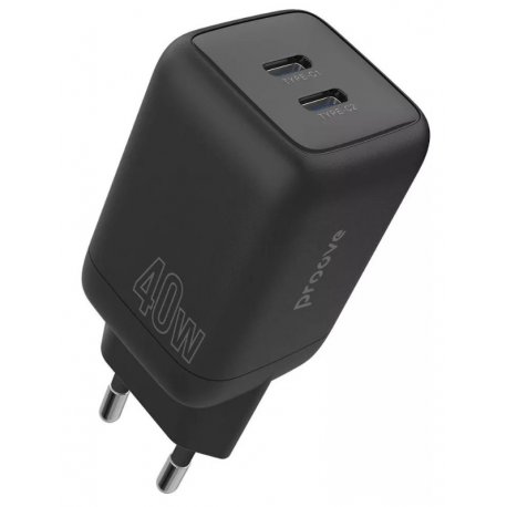 Сетевое зарядное устройство Proove Silicone Power 40W (Type-C + Type-C) Black (WCSP4020001)